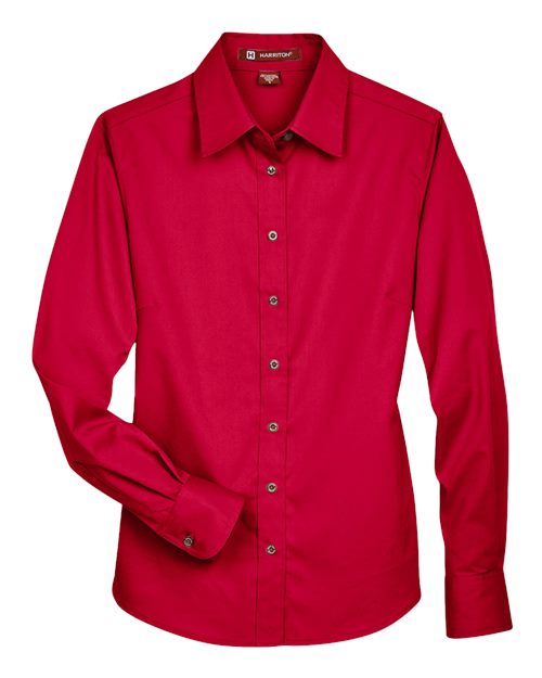 Harriton Women's Easy Blend™ Long Sleeve Twill Dress Shirt with Stain-Release
