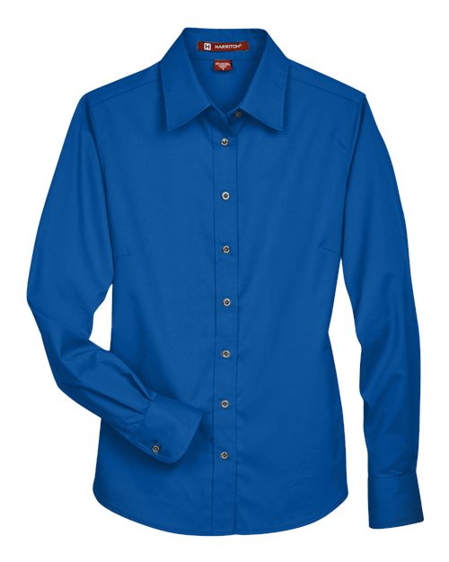 Harriton Women's Easy Blend™ Long Sleeve Twill Dress Shirt with Stain-Release