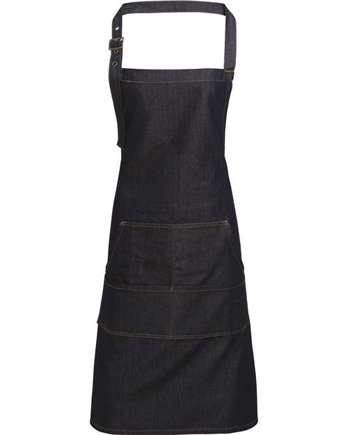Artisan Collection by Reprime Tablier à bavette en denim avec coutures style jean unisexe