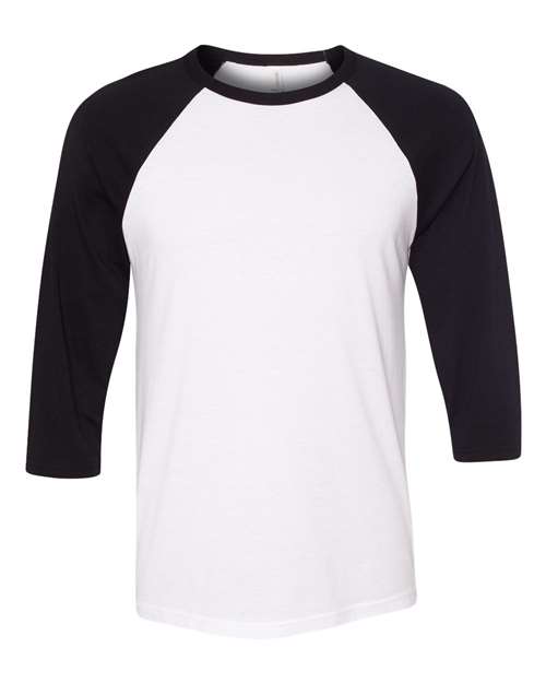 BELLA + CANVAS T-shirt unisexe de style baseball à manches 3/4
