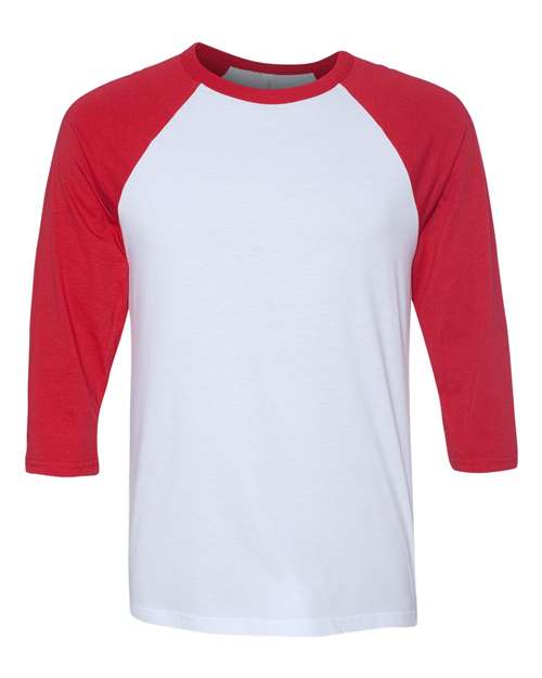 BELLA + CANVAS T-shirt unisexe de style baseball à manches 3/4