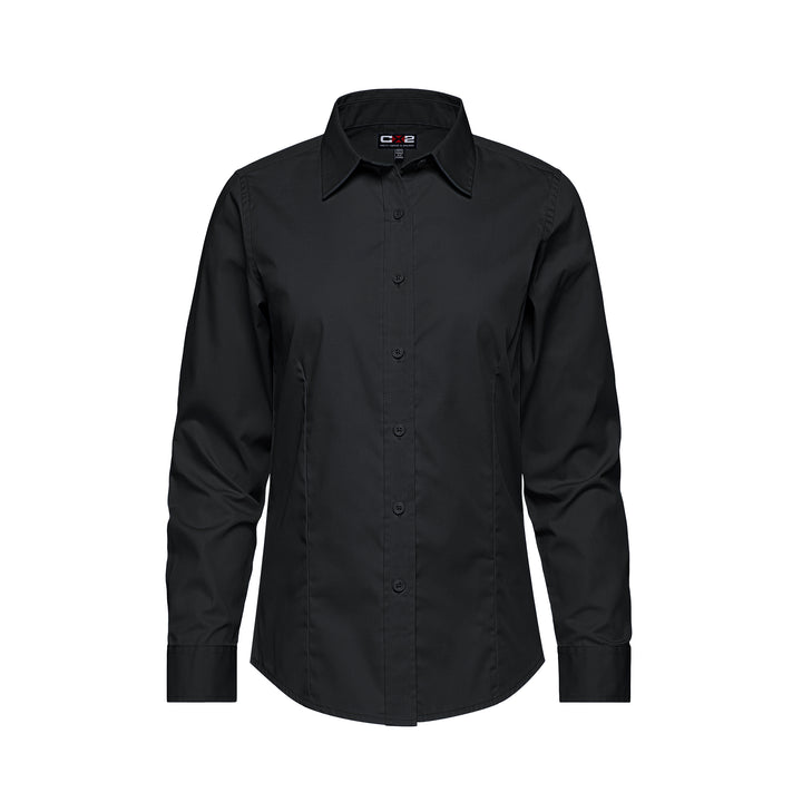 CX2 Ladies Poly-Cotton Twill Long Sleeve Easy-Care Shirt (Black-3XL)
