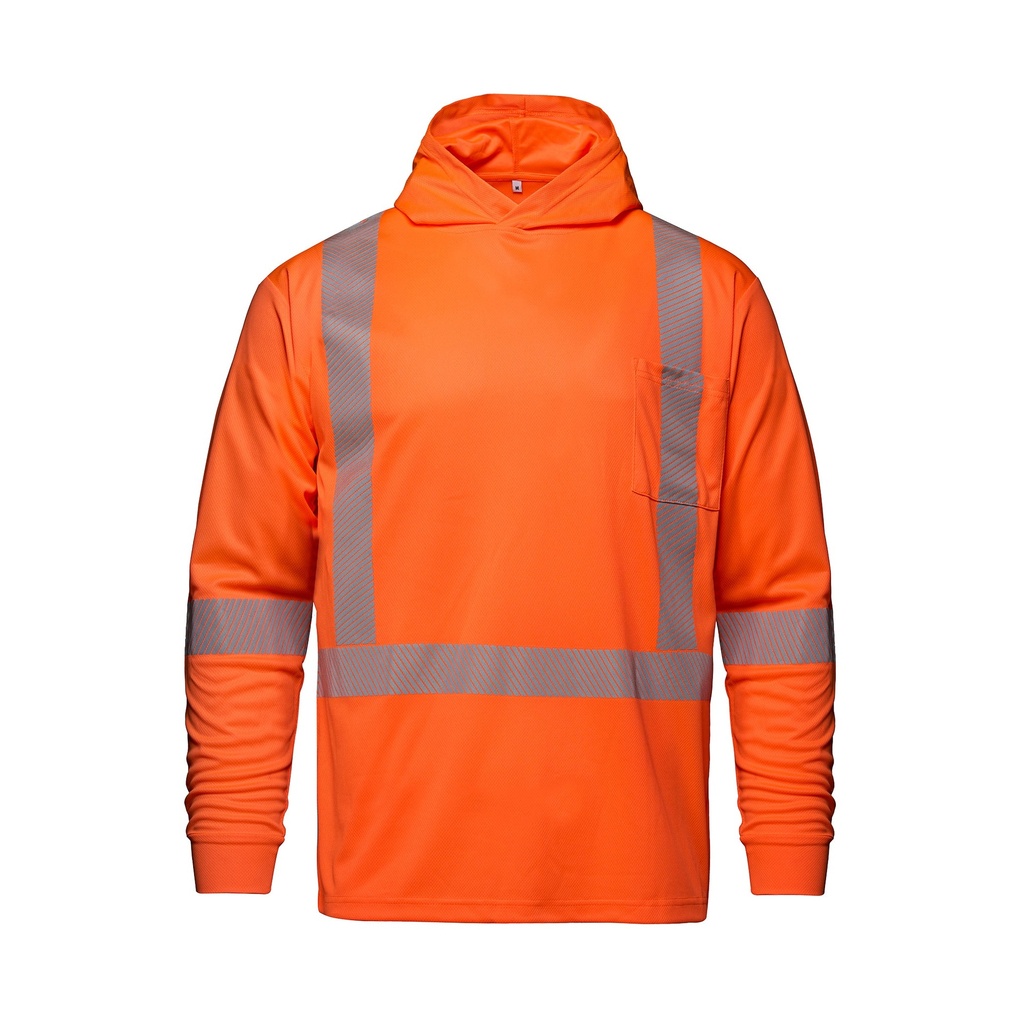 CX2 Long Sleeve Hi-VIS Hooded T-Shirt with Segmented Stripes