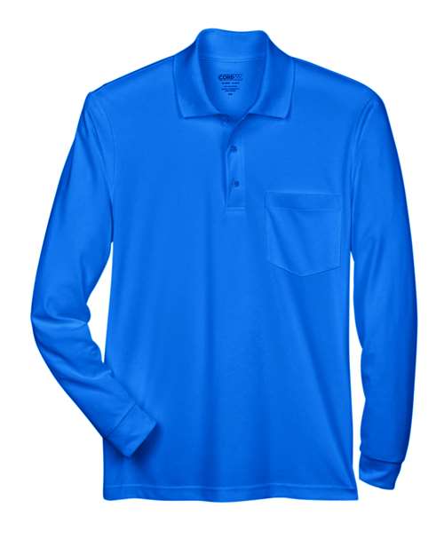 CORE365 Polo piqué à manches longues avec poche Pinnacle Performance