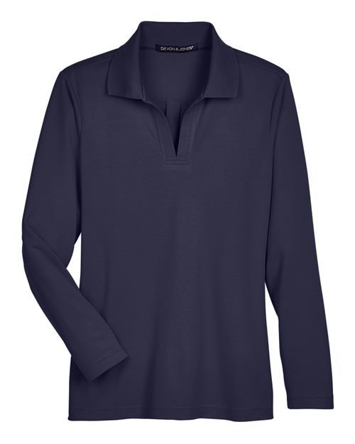 Devon & Jones Women's CrownLux Performance® Plaited Long Sleeve Polo