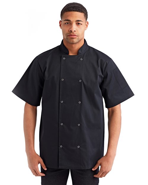 [URP664] Artisan Collection by Reprime Unisex Ten Studded Front Short Sleeve Chef Coat