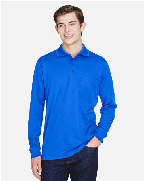 [U88192P] CORE365 Polo piqué à manches longues avec poche Pinnacle Performance